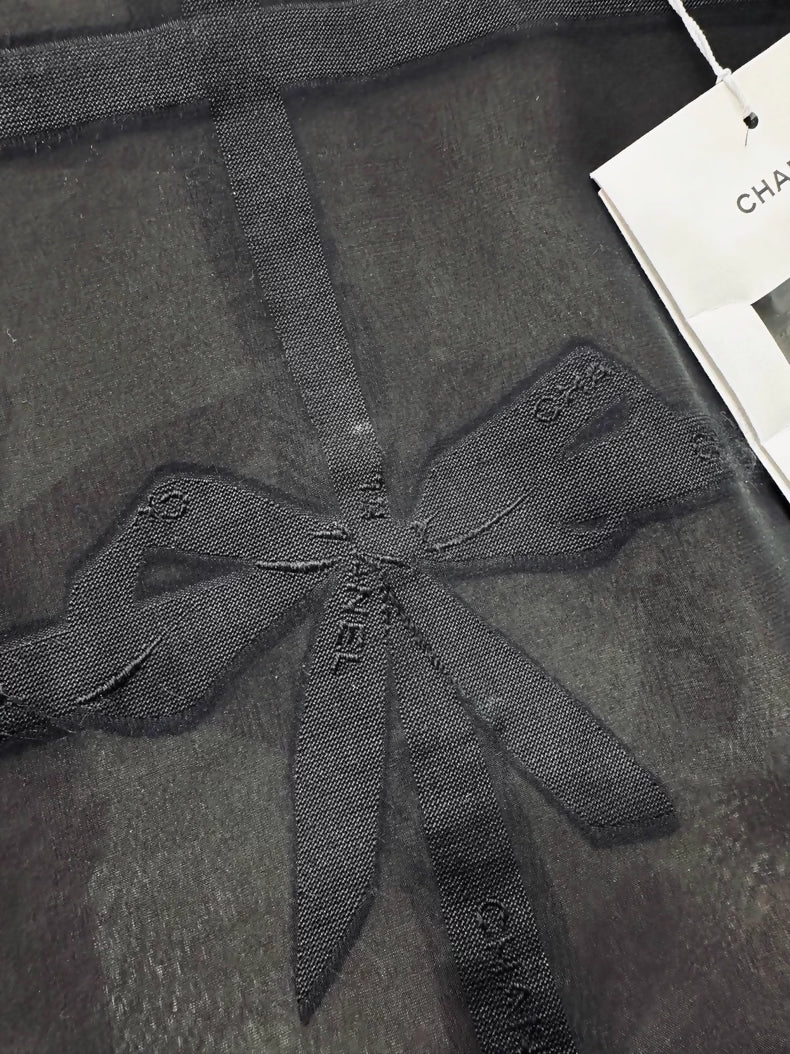 Chanel 25C Bow-Tie Silk Top and Long Skirt Set - Image 2