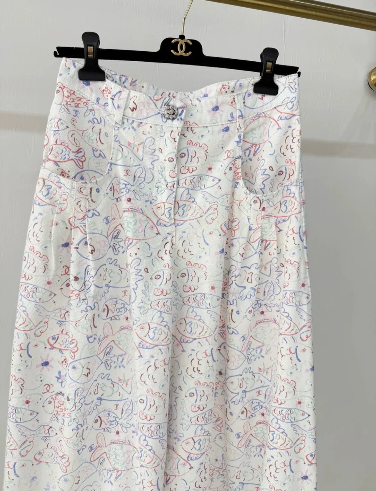Chanel 25C Fish Print wide-leg pants - Image 2