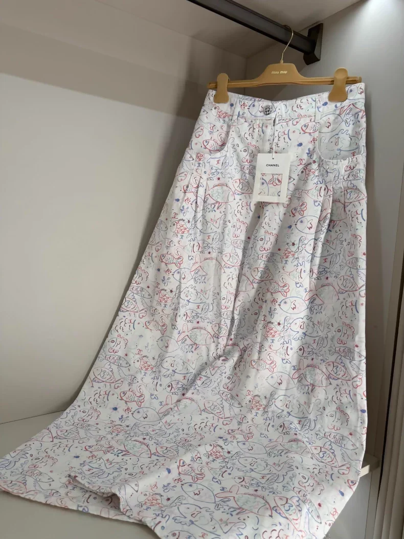 Chanel 25C fish graffiti jeans