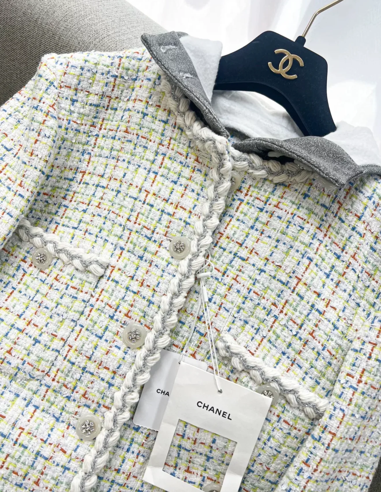 Chanel 25C Multicolor Tweed hooded Jacket - Image 2