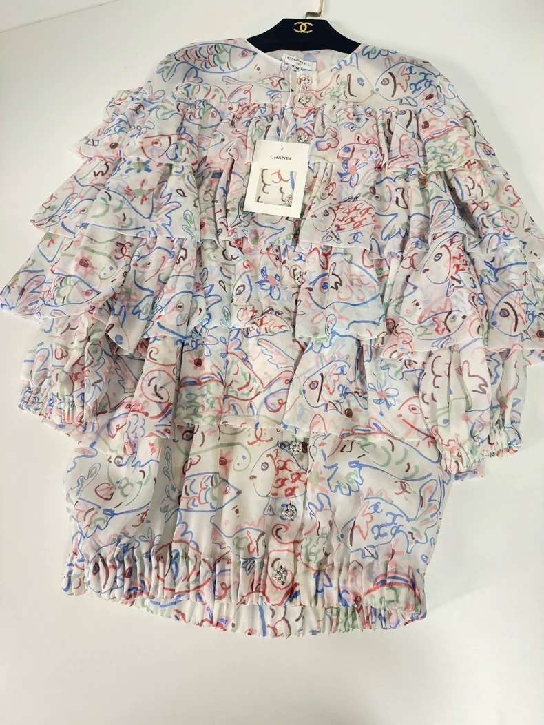 Chanel 25C fish print silk dress - Image 2