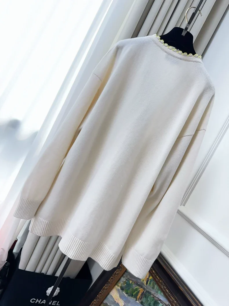 Chanel 25c yellow white every cashmere knit cardigan - Image 2