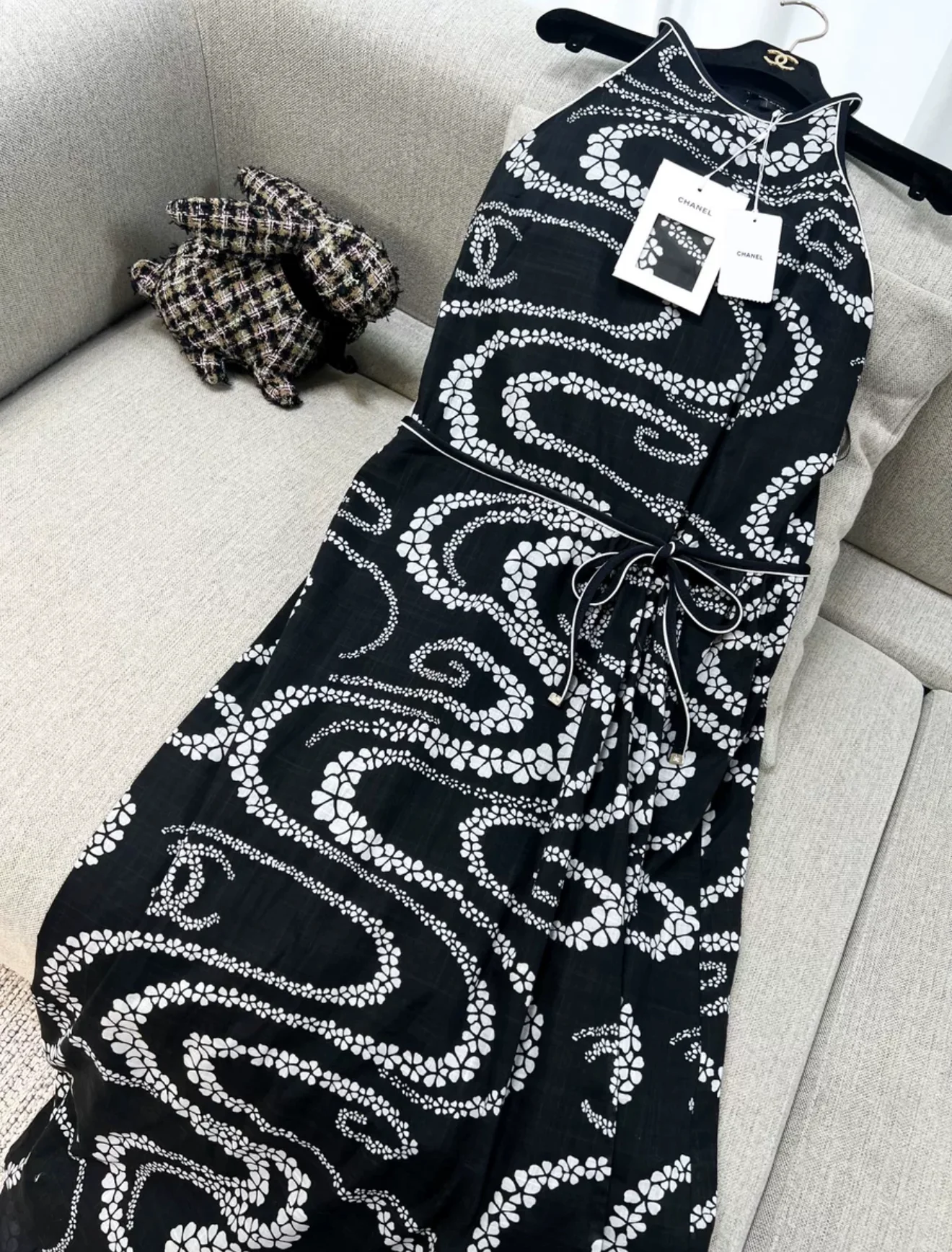 Chanel 25M black and white printed dress