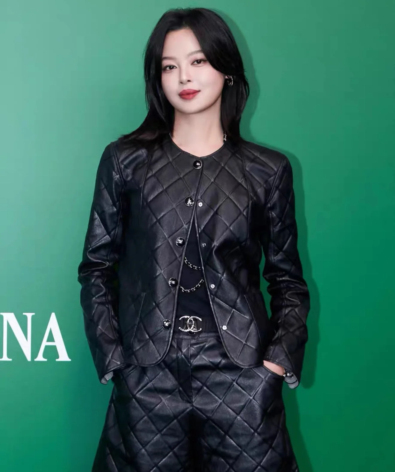 Chanel 25P black diamond pattern lambskin leather jacket - Image 5