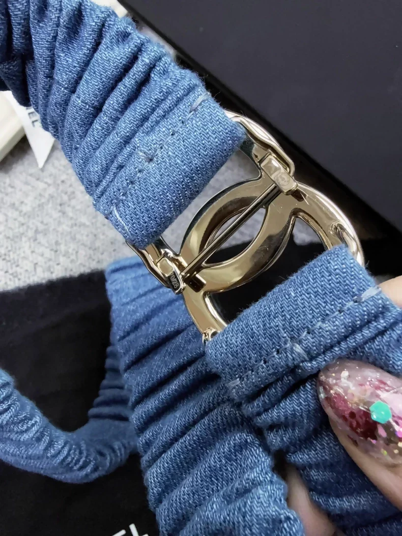 Chanel 25p blue denim belt - Image 2