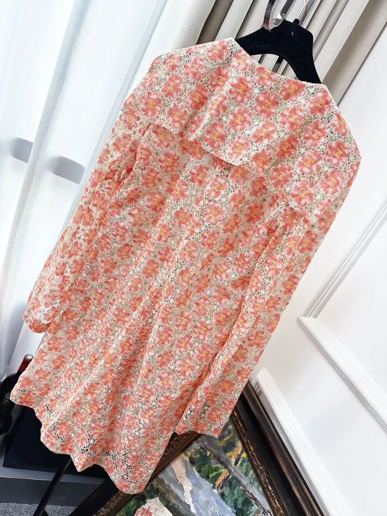 Chanel 25P Orange Camellia Lace All-over CC Cardigan - Image 2