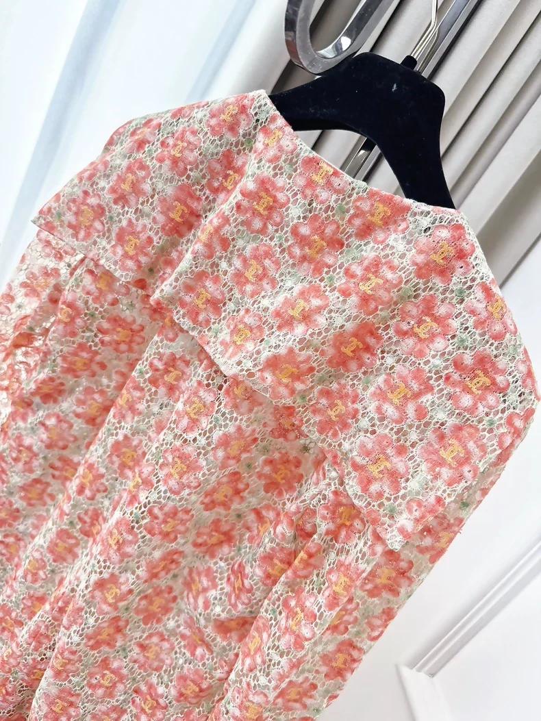 Chanel 25P Orange Camellia Lace All-over CC Cardigan - Image 3