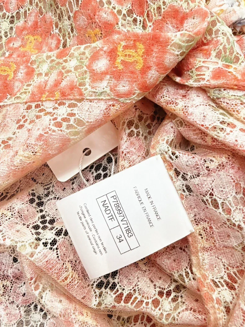 Chanel 25P Orange Camellia Lace All-over CC Cardigan - Image 7