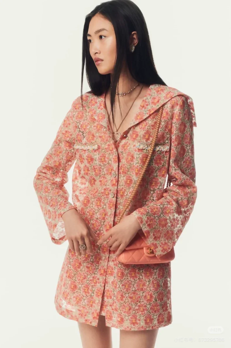 Chanel 25P Orange Camellia Lace All-over CC Cardigan - Image 8