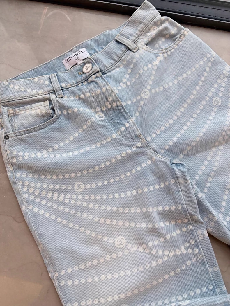 Chanel 25p light blue pearl straight leg pant - Image 2