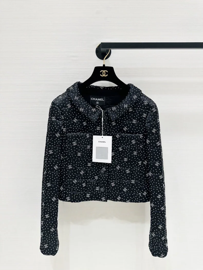 Chanel 25p black and white polka dots jacket