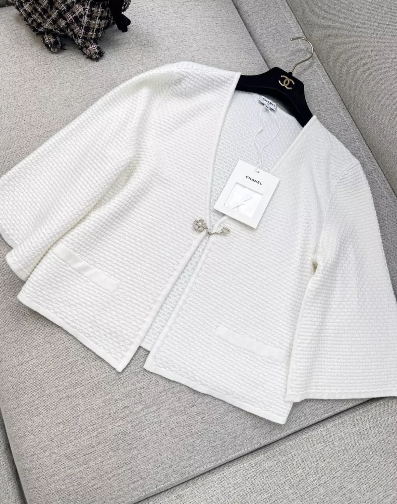 Chanel 25P white cardigan