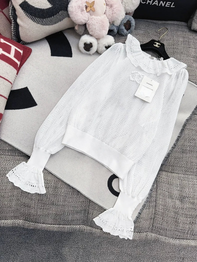 Chanel 25p white ruffle top - Image 3