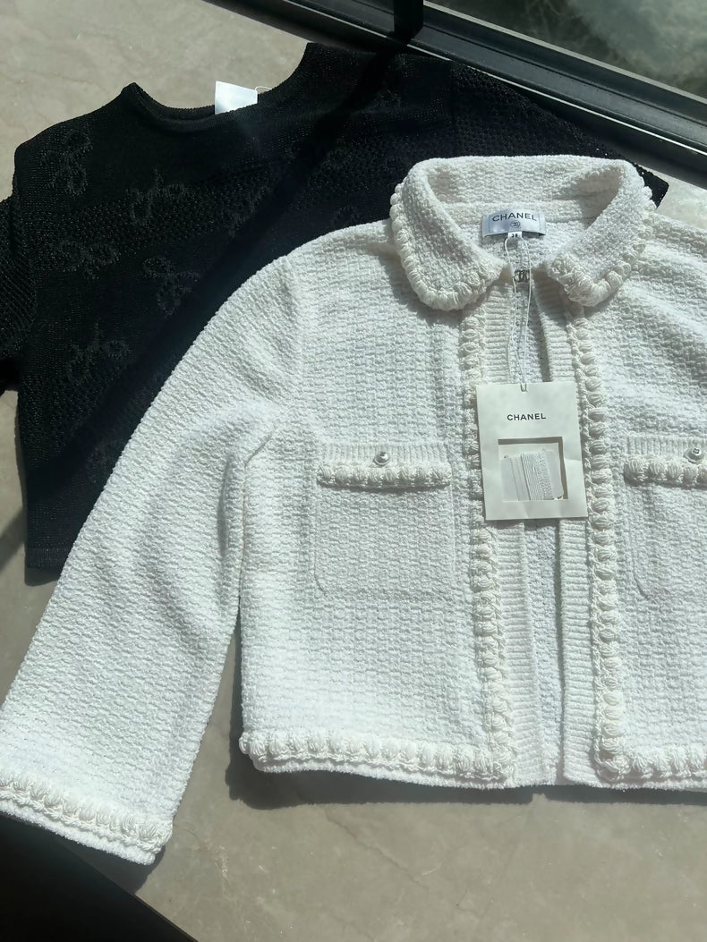 Chanel 25p white tweed cardigan - Image 2