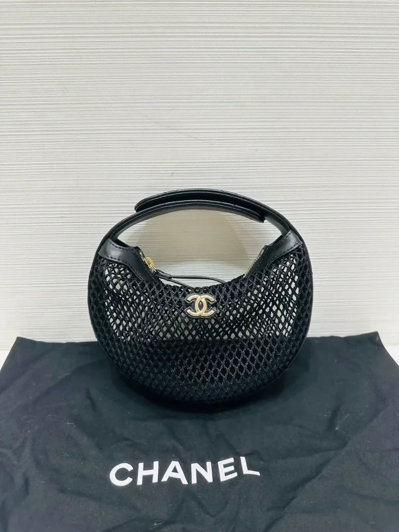 Chanel 25s black mesh mini bag