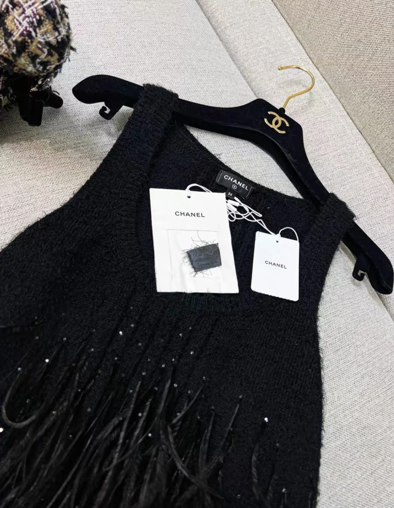 Chanel 25S black feather top - Image 2