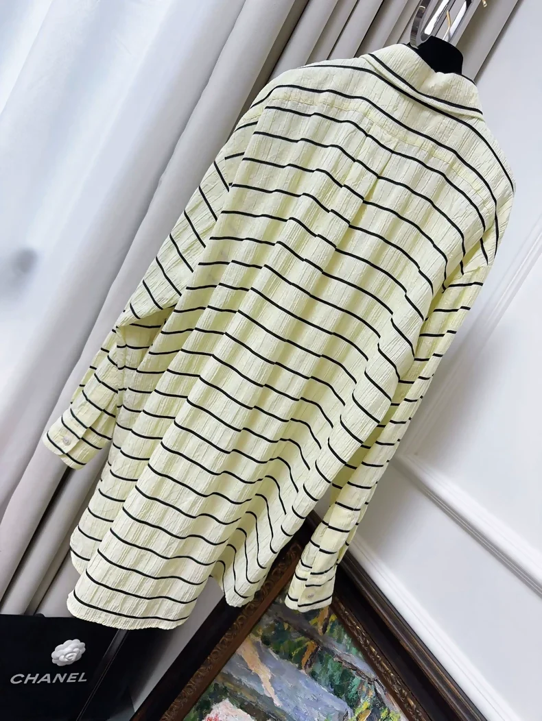 Chanel 25S Light Yellow Striped shirt - Image 2