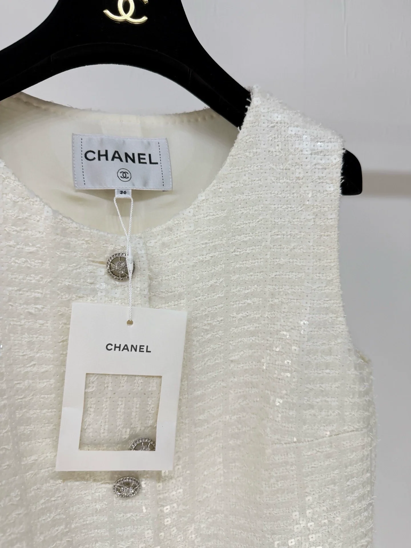 Chanel 25S ecru sequined vest jacket - Image 2