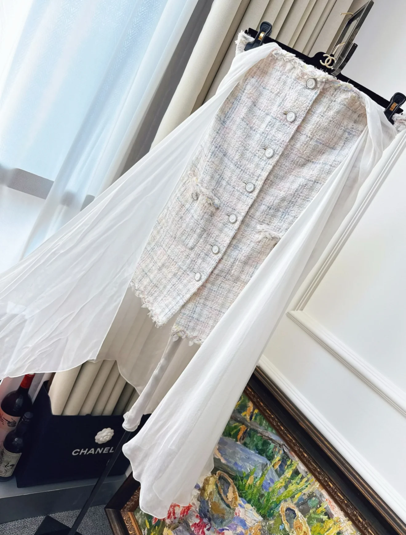 Chanel 25SS White/multicolor tweed silk dress - Image 3