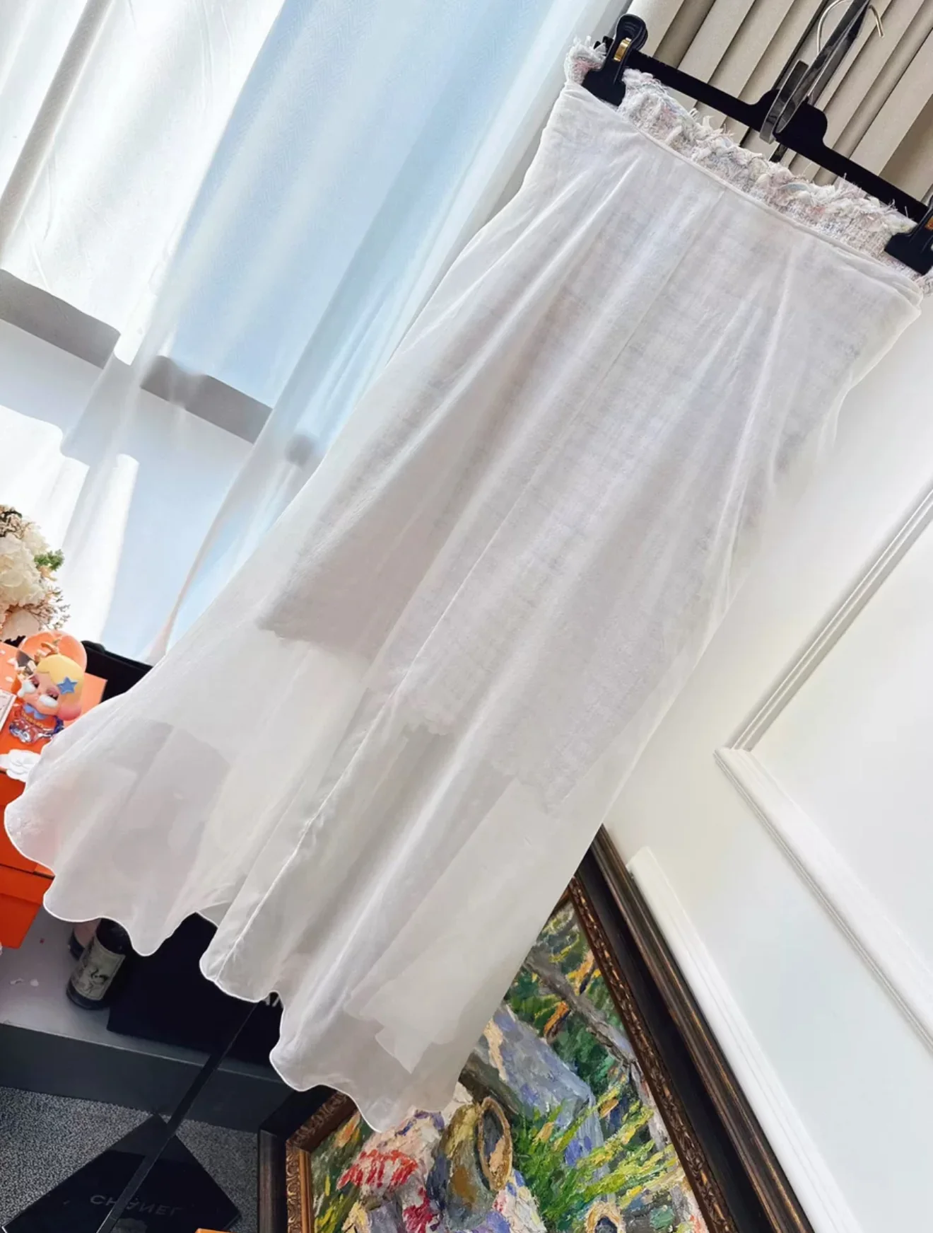 Chanel 25SS White/multicolor tweed silk dress - Image 4
