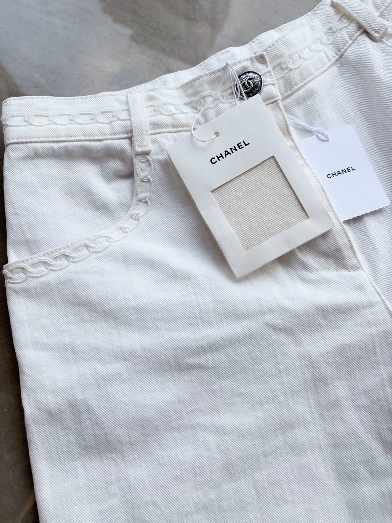 Chanel 26P White Wide-Leg Pants - Image 2