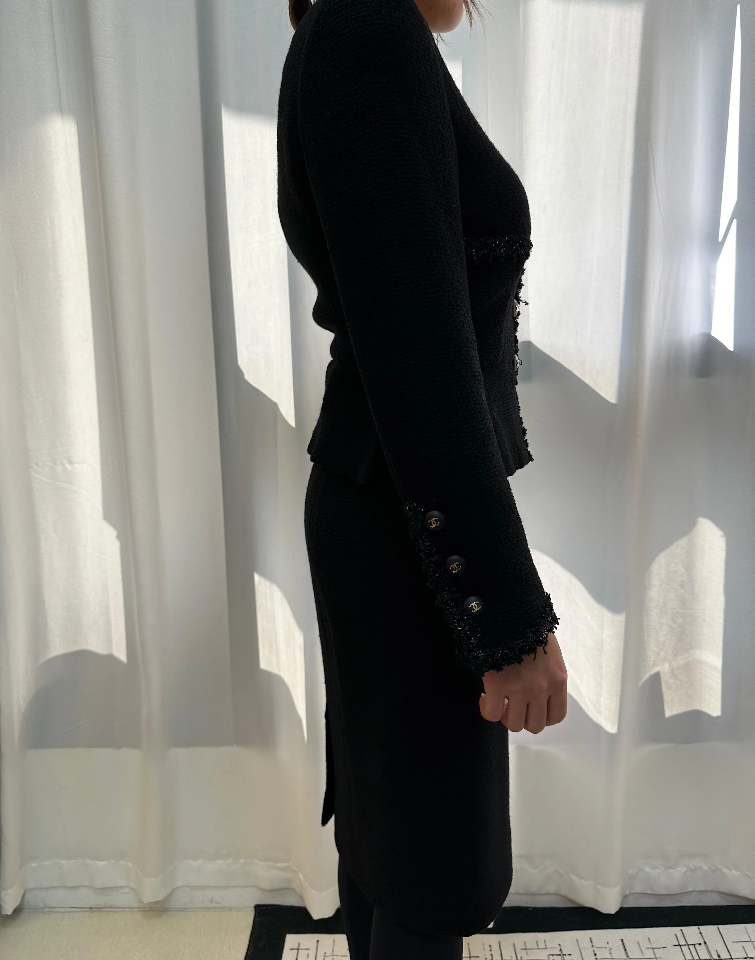 Chanel 90s black tweed Jacket and dress - Image 7