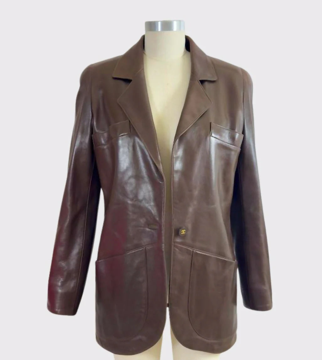 Chanel 94A Vintage Brown Leather Jacket