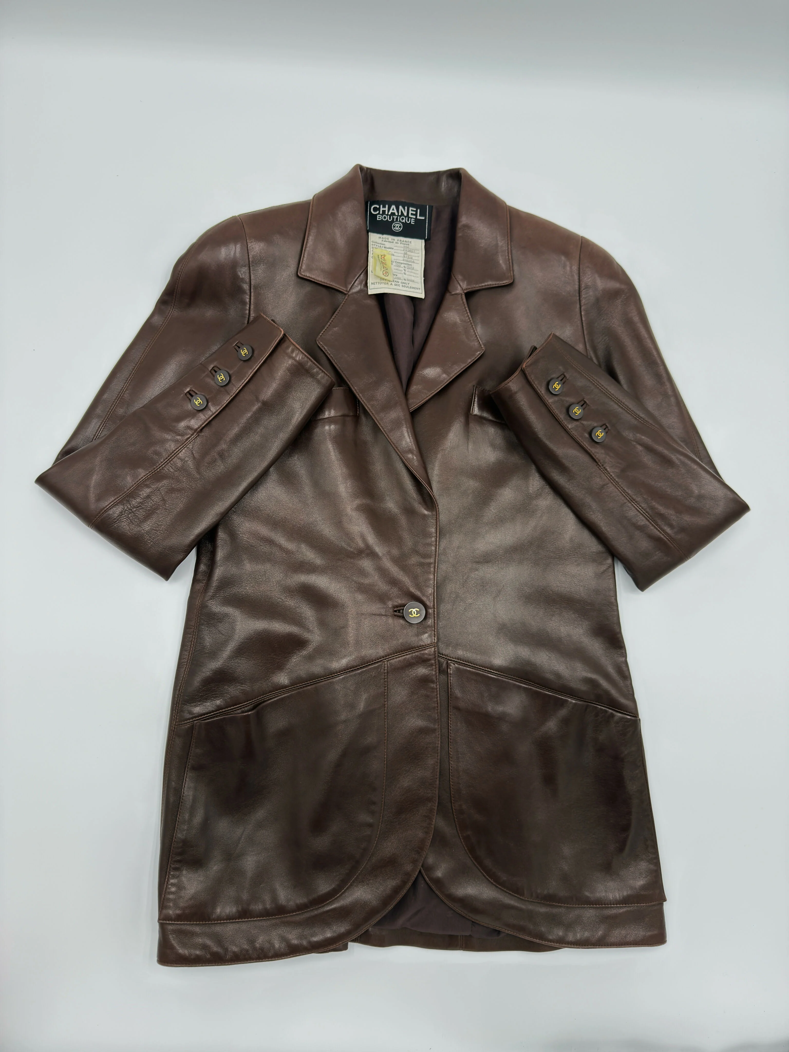Chanel 94A Vintage Brown Leather Jacket - Image 2