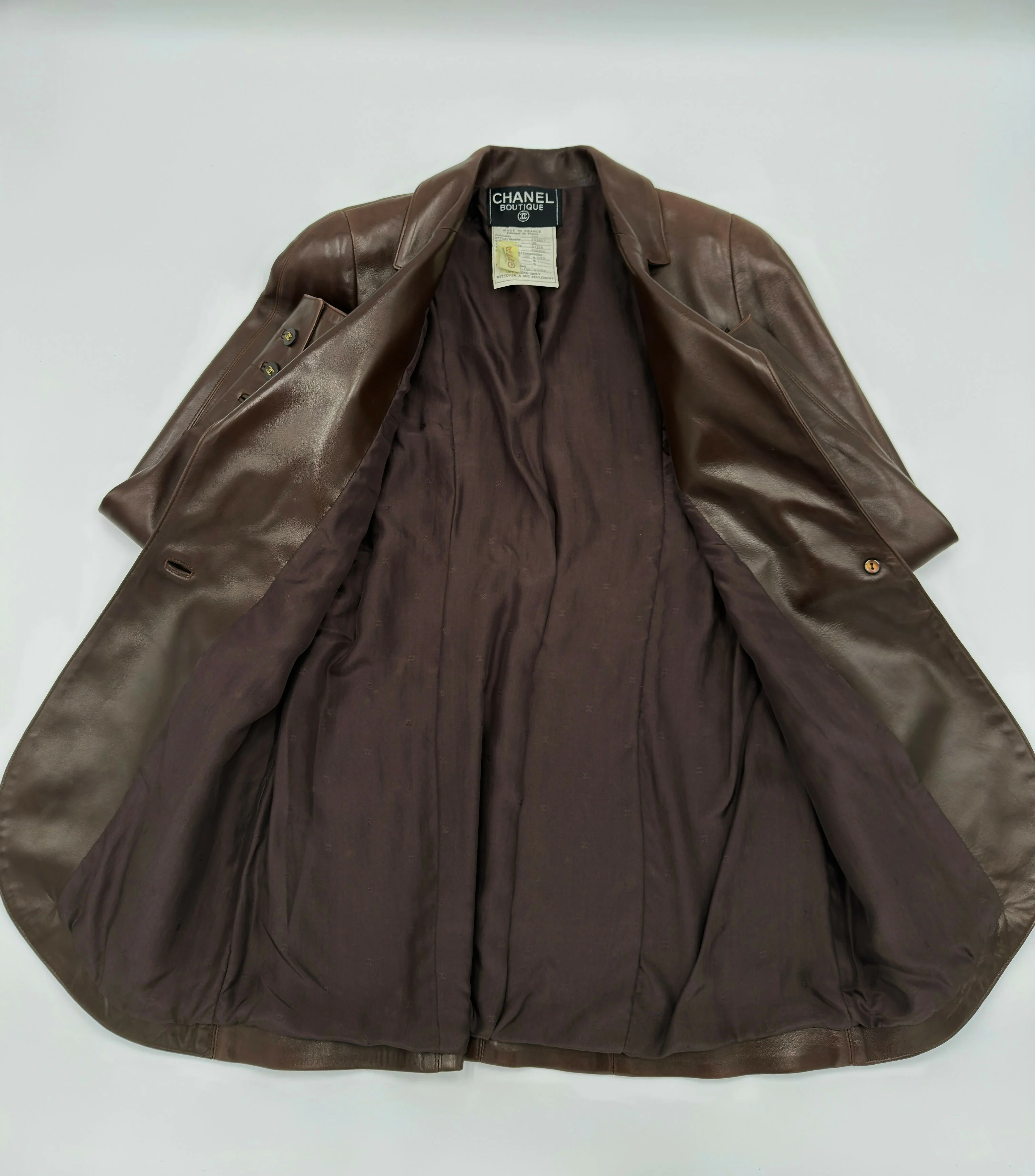 Chanel 94A Vintage Brown Leather Jacket - Image 5