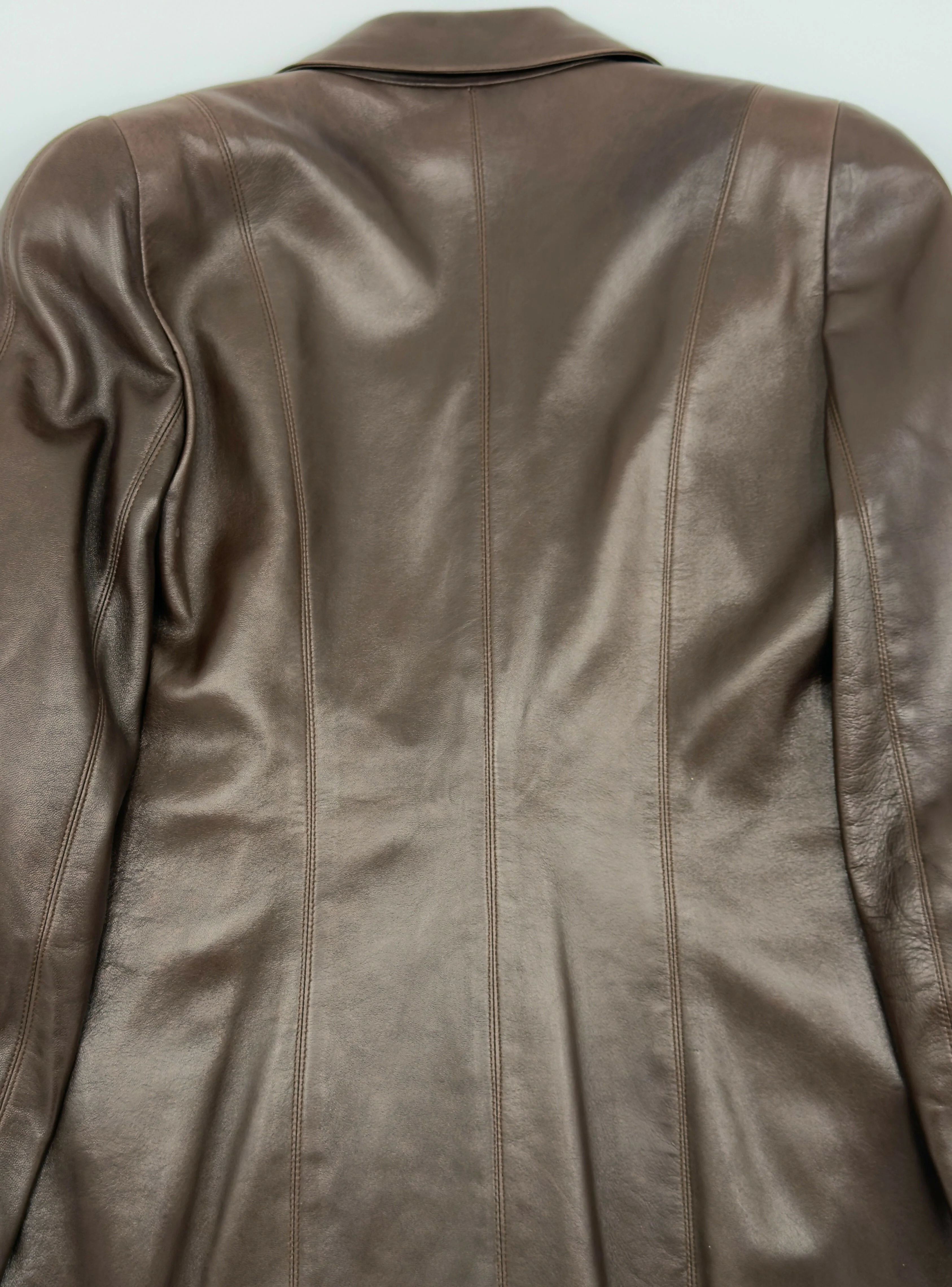 Chanel 94A Vintage Brown Leather Jacket - Image 9