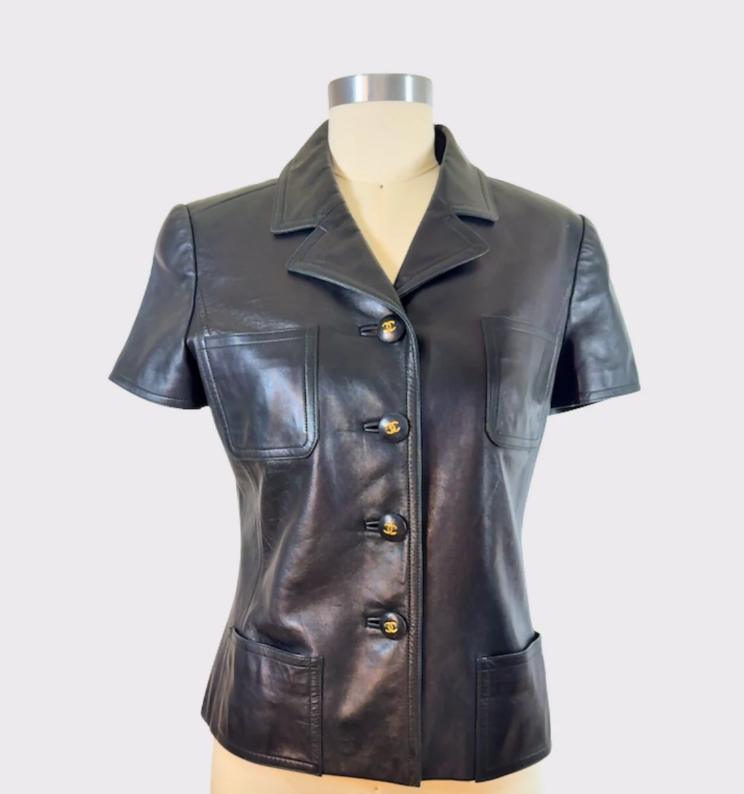 Chanel 97C Black Leather Jacket_Size 38 - Image 3