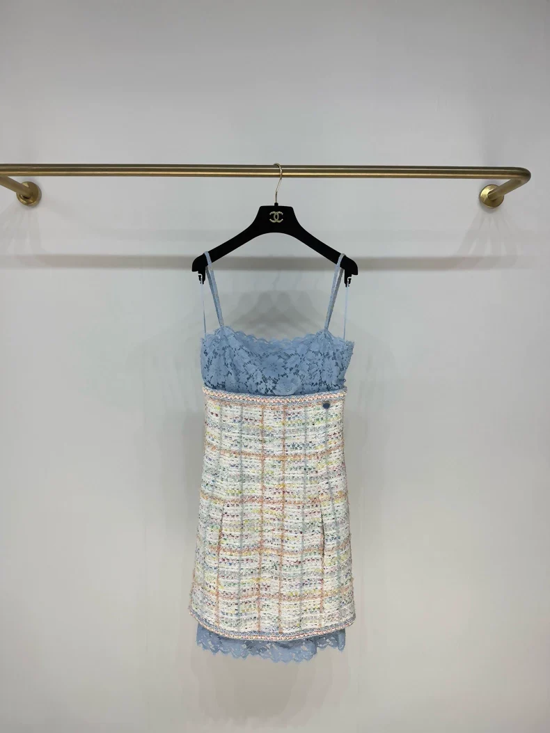 Chanel 19 Blue Lace/Tweed dress