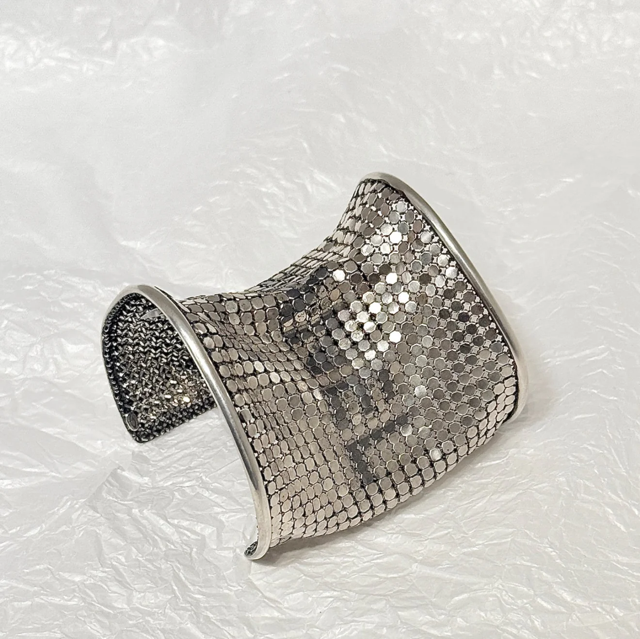 Chanel 99A Gold-Plated Mesh Pocket Letter Wide Bangle