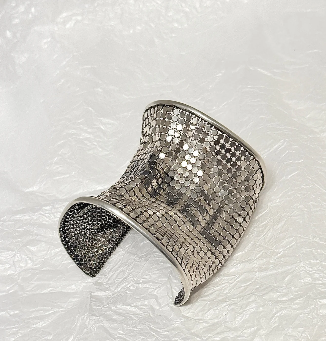 Chanel 99A Gold-Plated Mesh Pocket Letter Wide Bangle - Image 2