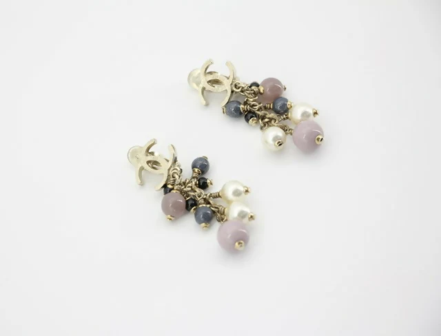 Chanel A11P Imitation Pearl Purple Blue Grape String CLIP-on Earrings - Image 4