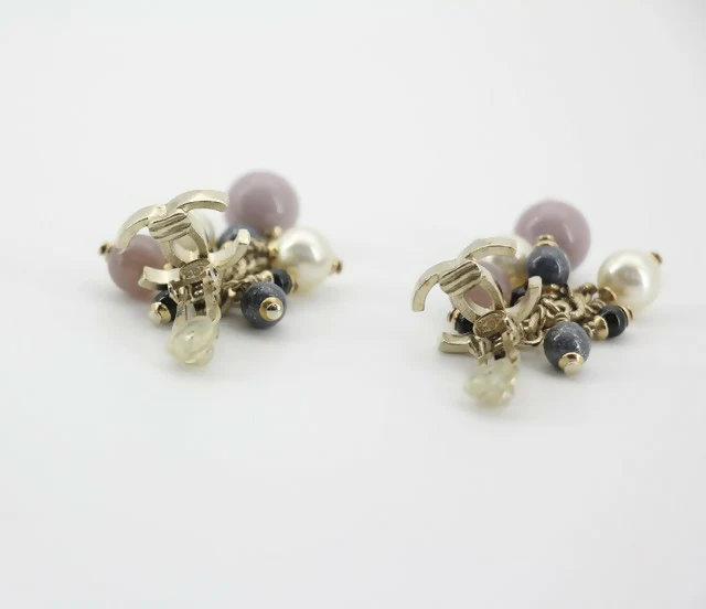 Chanel A11P Imitation Pearl Purple Blue Grape String CLIP-on Earrings - Image 8