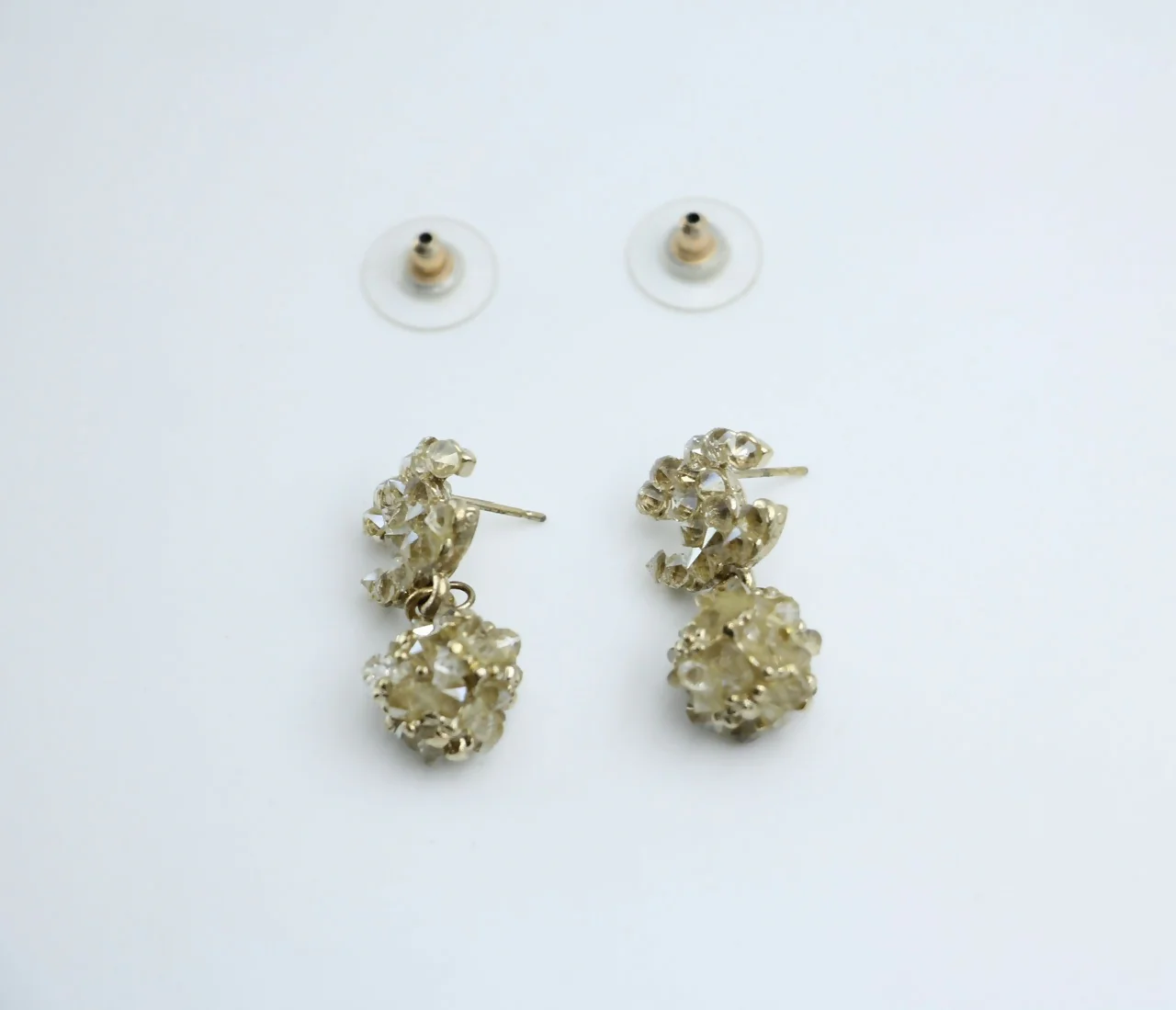 Chanel A12A Metal Engraving Vintage Concave Stud Earrings - Image 3