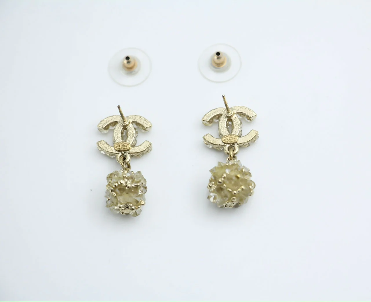 Chanel A12A Metal Engraving Vintage Concave Stud Earrings - Image 4