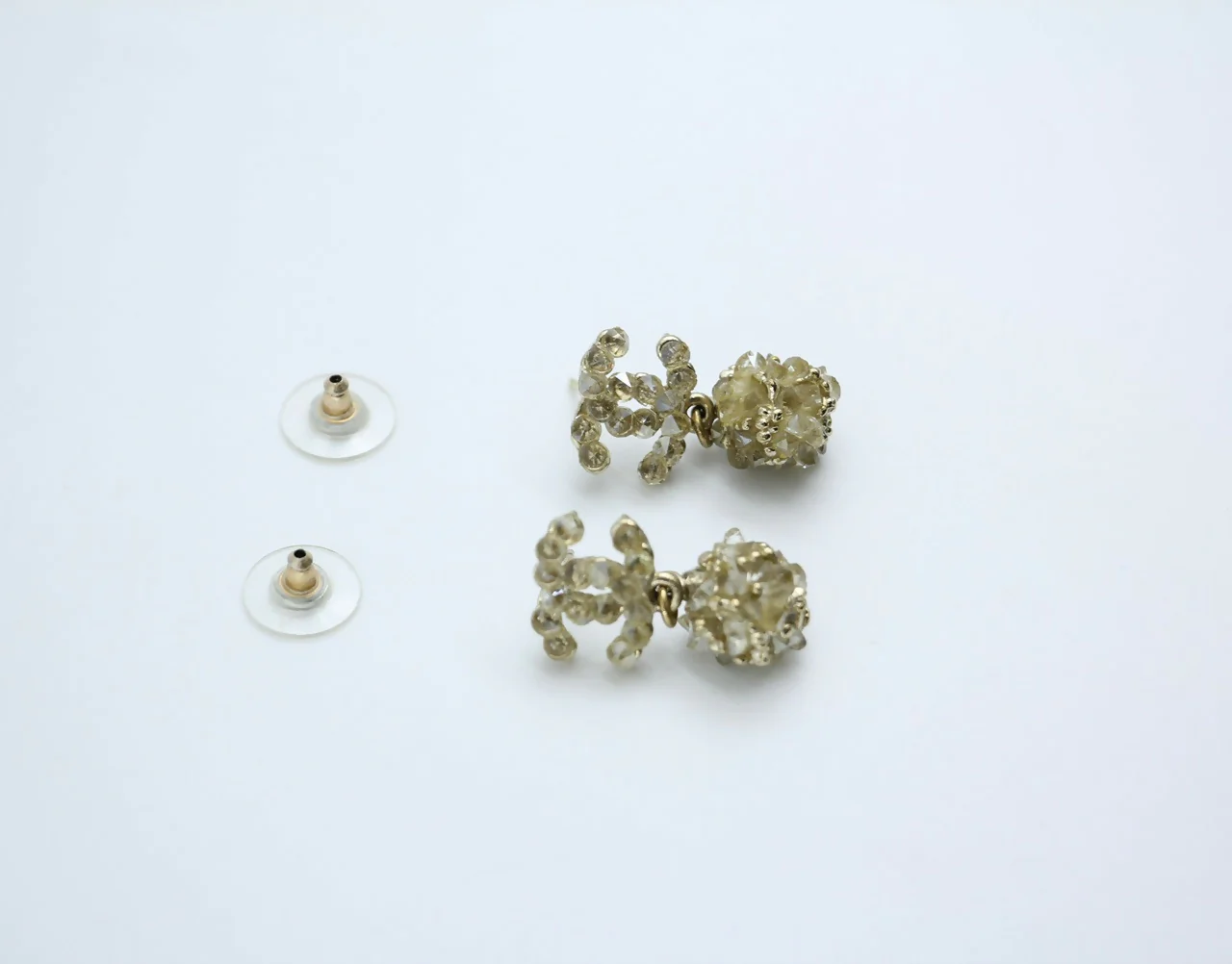 Chanel A12A Metal Engraving Vintage Concave Stud Earrings - Image 5
