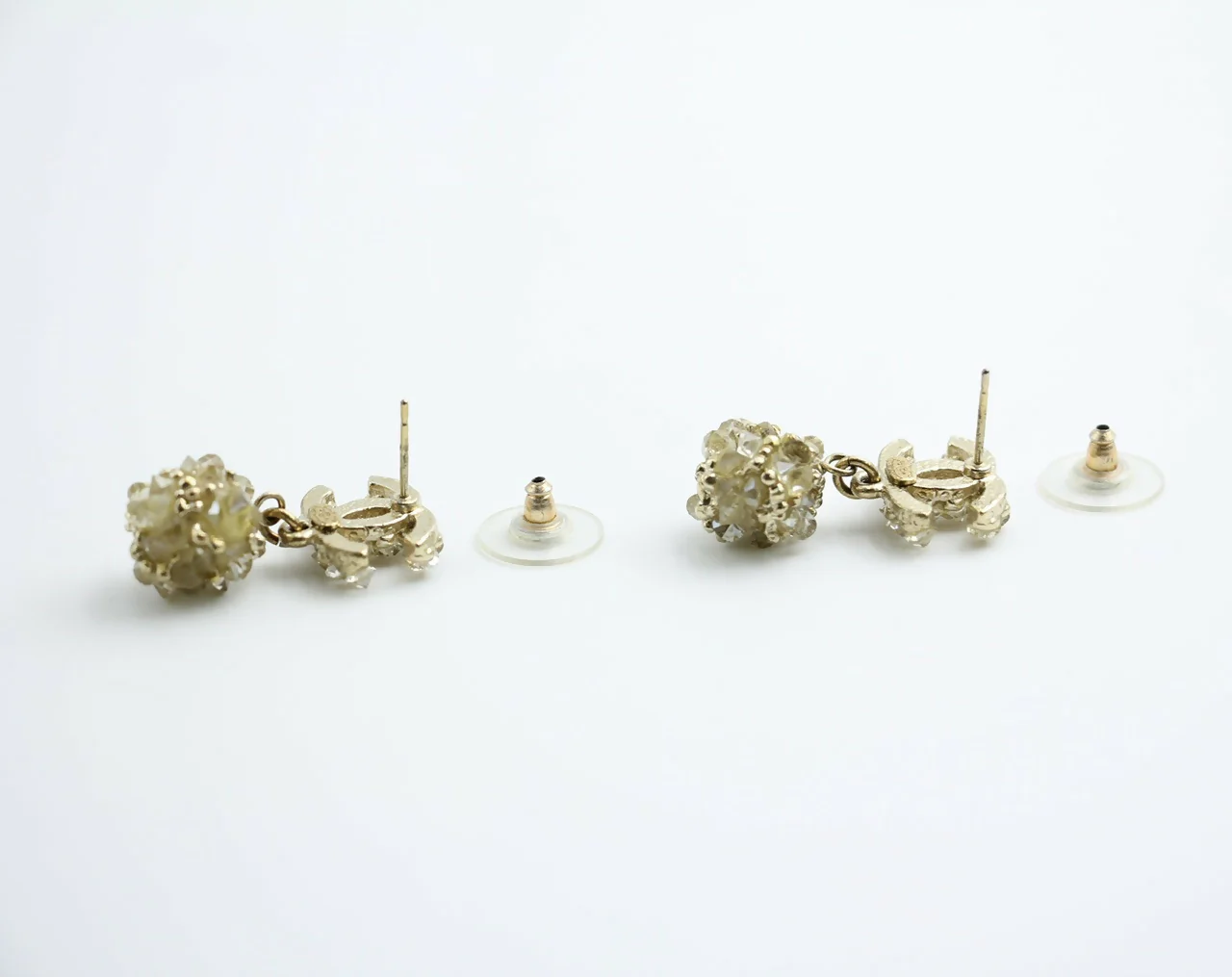 Chanel A12A Metal Engraving Vintage Concave Stud Earrings - Image 6
