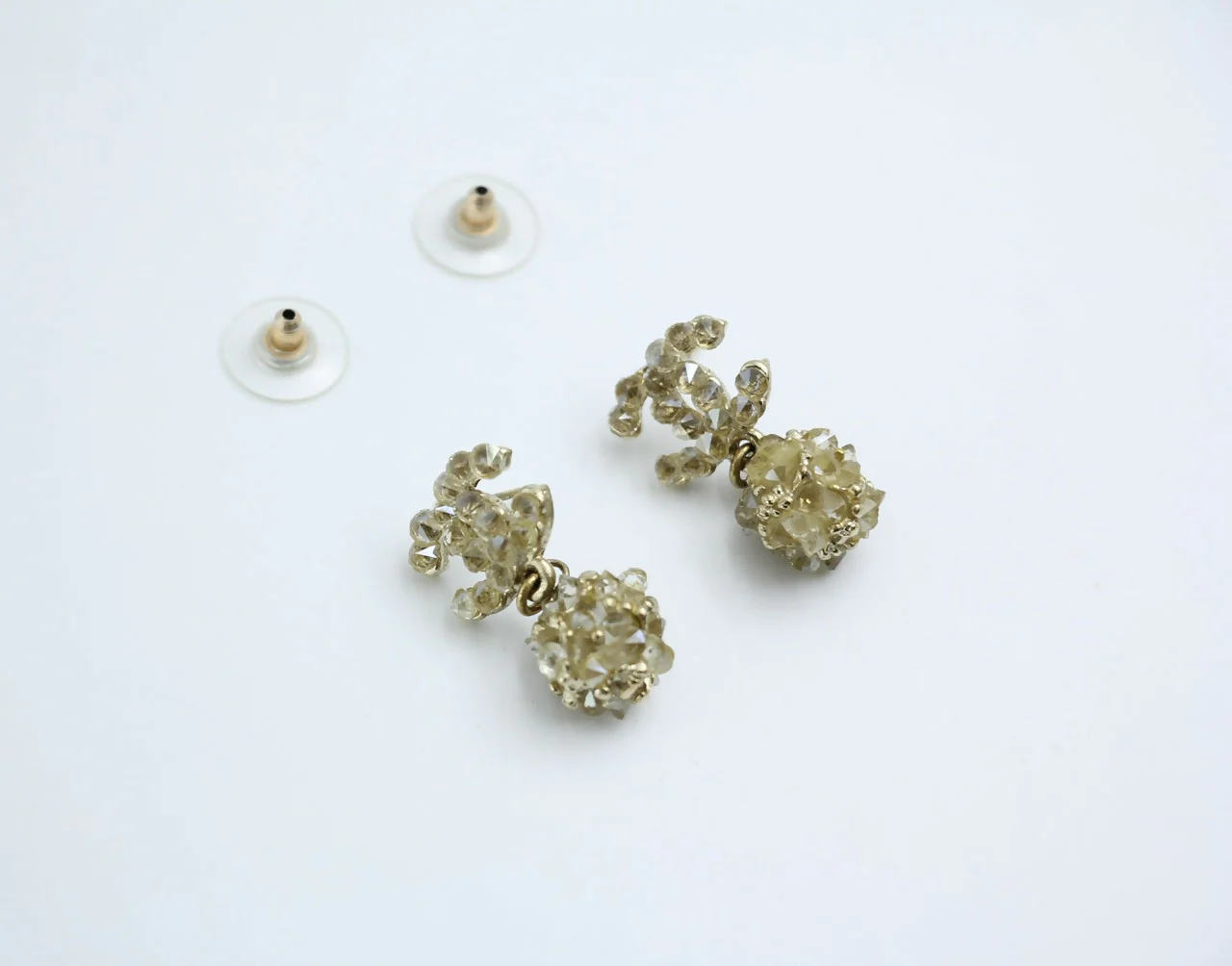 Chanel A12A Metal Engraving Vintage Concave Stud Earrings - Image 7