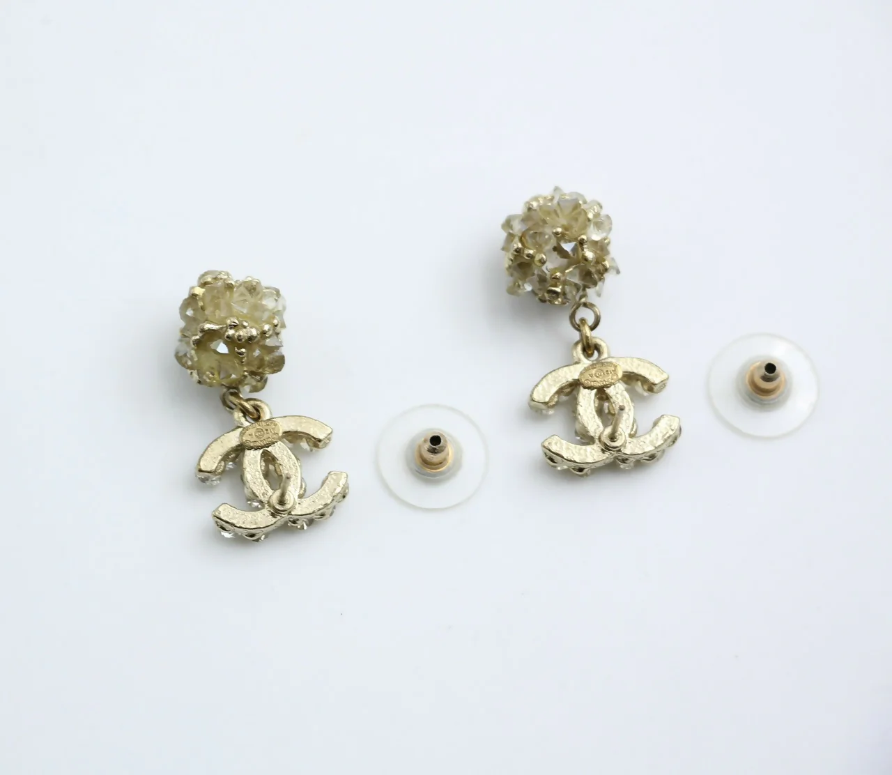 Chanel A12A Metal Engraving Vintage Concave Stud Earrings - Image 8