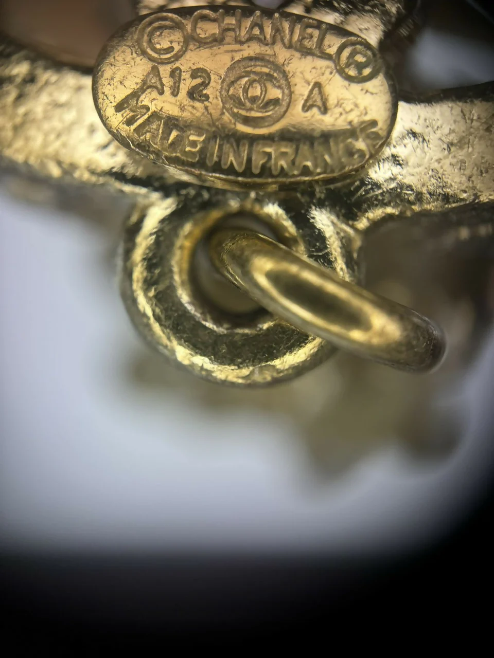 Chanel A12A Metal Engraving Vintage Concave Stud Earrings - Image 9