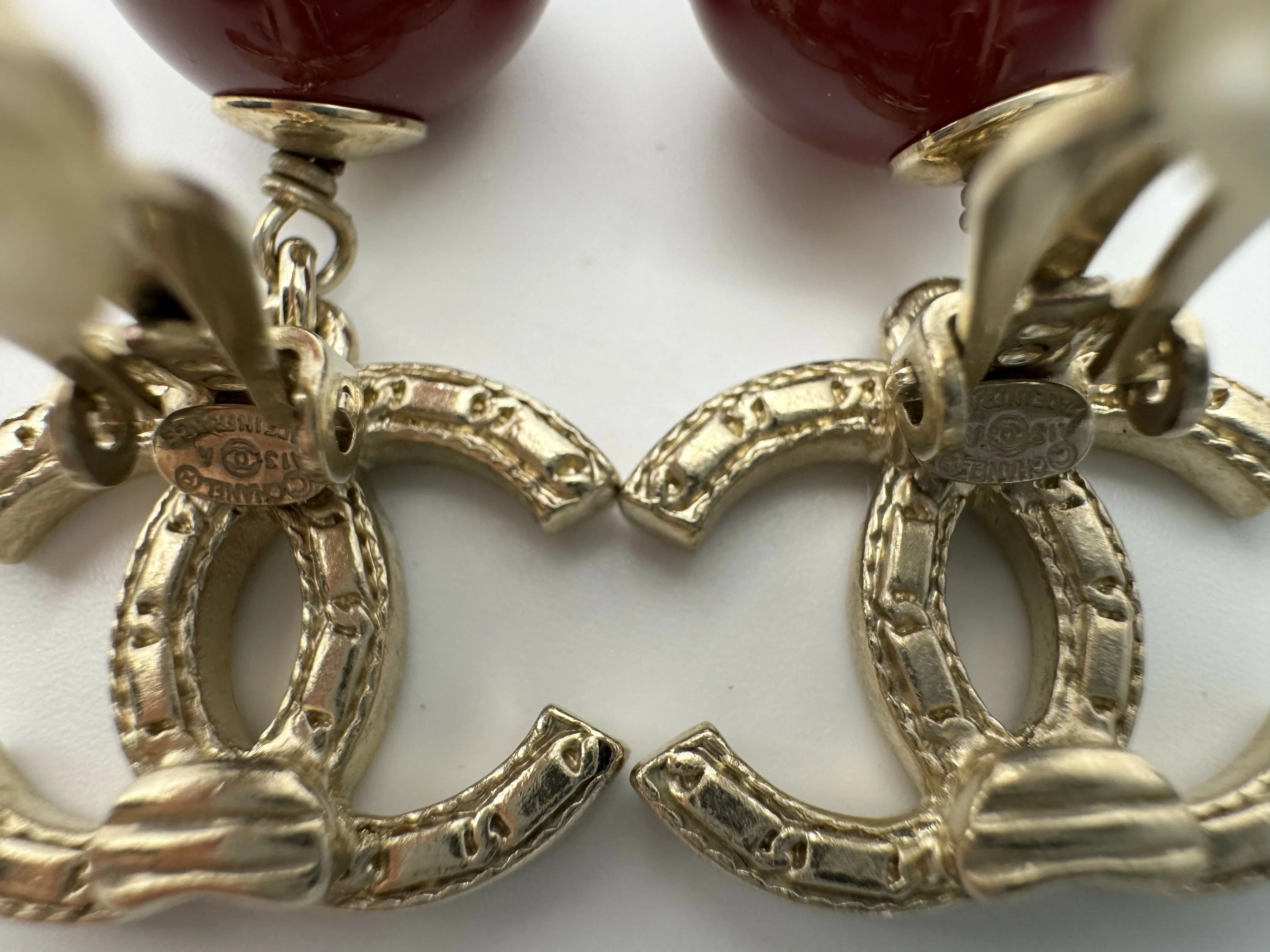 Chanel A13A Gripoix Deep Burgundy Bead Clip-on Earrings - Image 9