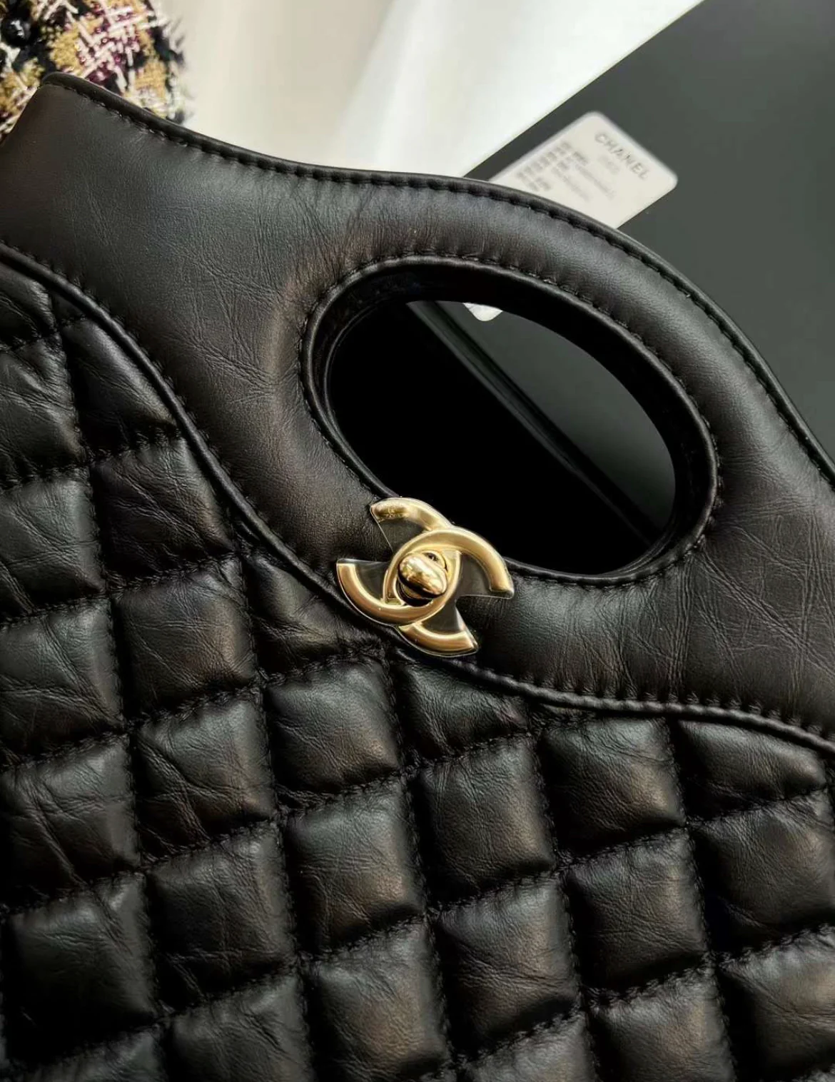 CHANEL Aged Calfskin Quilted Mini 31 Shopping Bag Black - Image 2