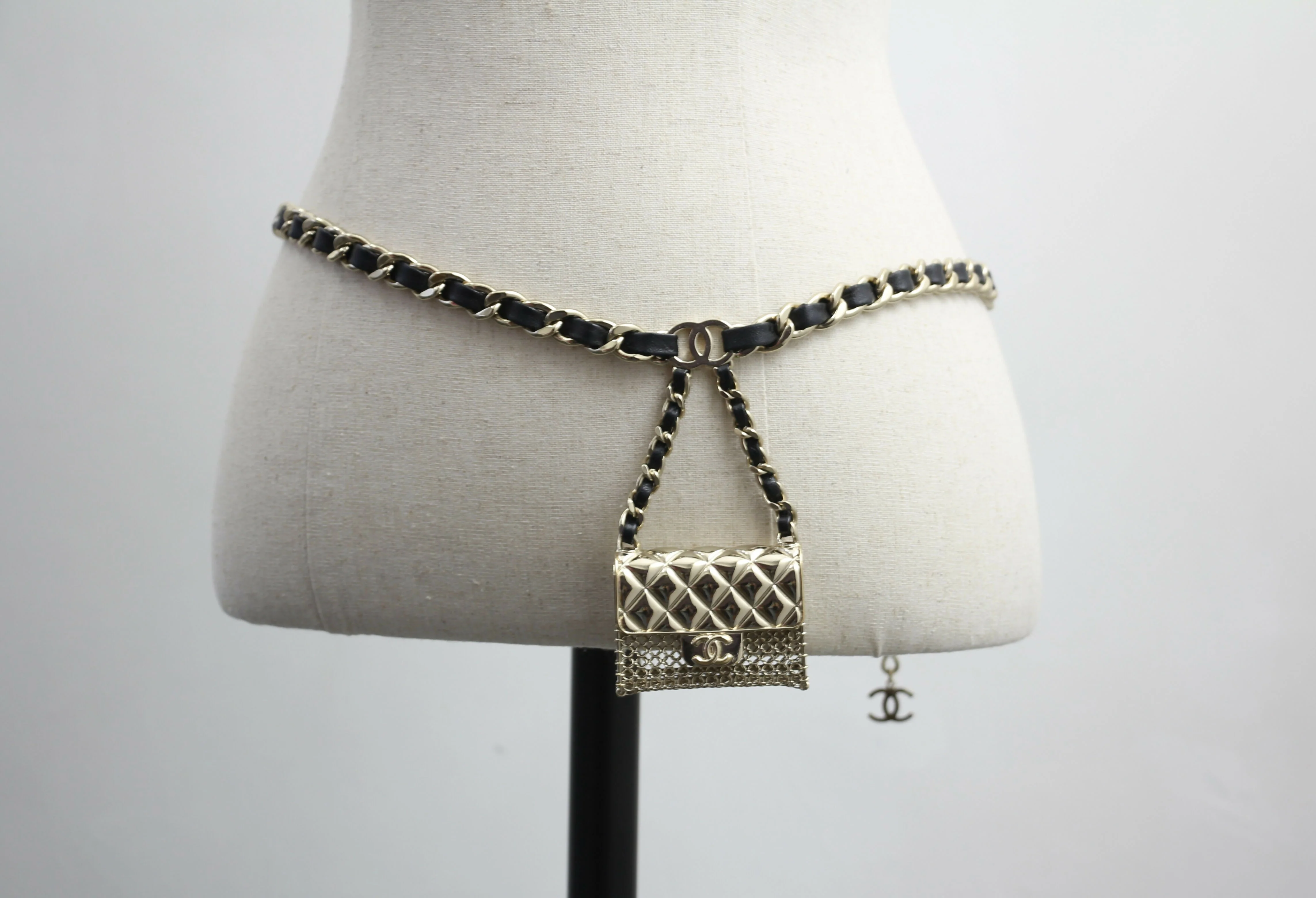 Chanel B21S Metal Handbag Leather Chain Waist Chain 85cm