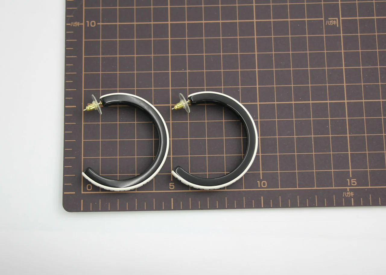 Chanel B22S Resin White Curved COCO Mark Hoop Stud Earrings - Image 10