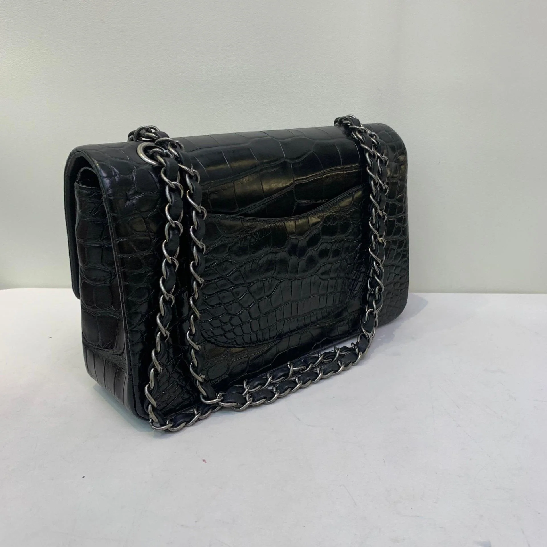 Chanel Black Alligator Medium Double Flap - Image 7
