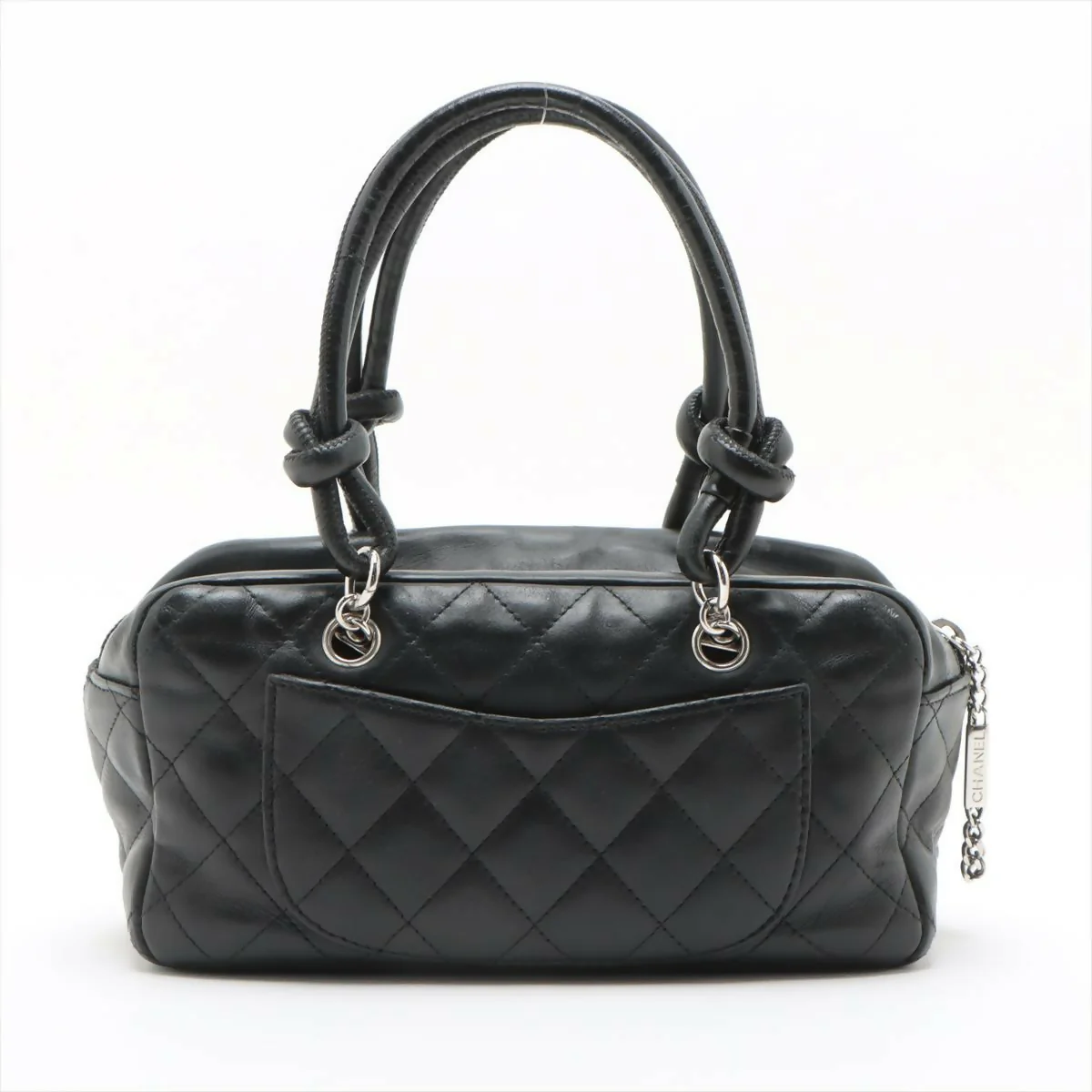 Chanel Black and White Calfskin Quilted Small Cambon Bowler Bag - Image 2
