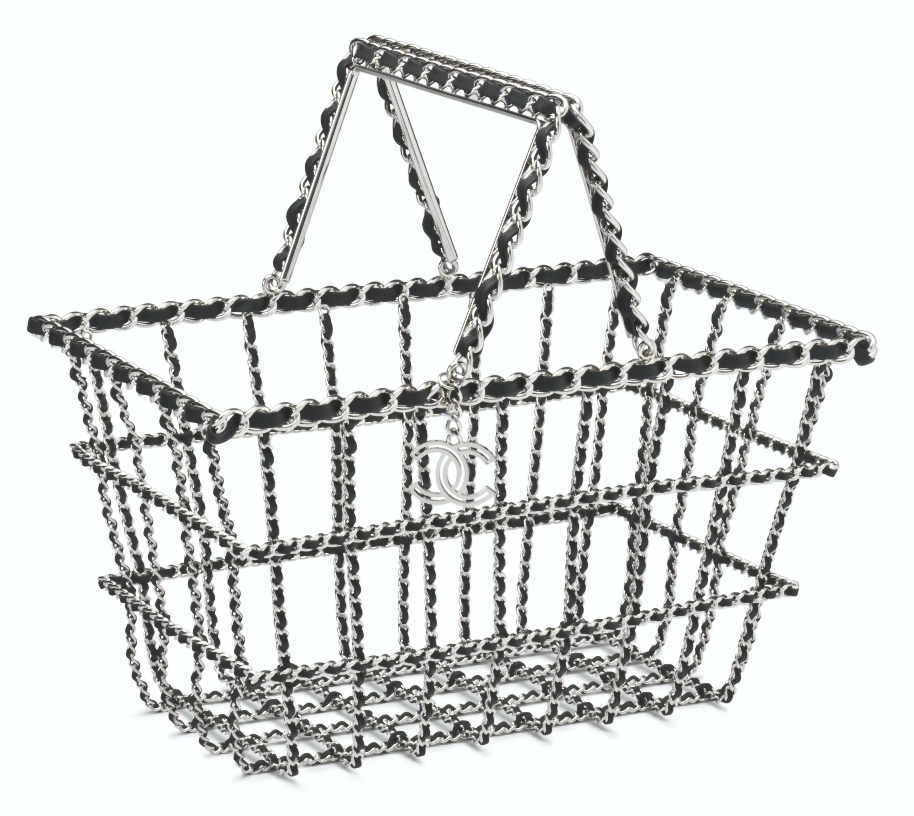 Chanel Black Calfskin and Silver Metal Basket Bag – Supermarket Showcase, Fall 2014